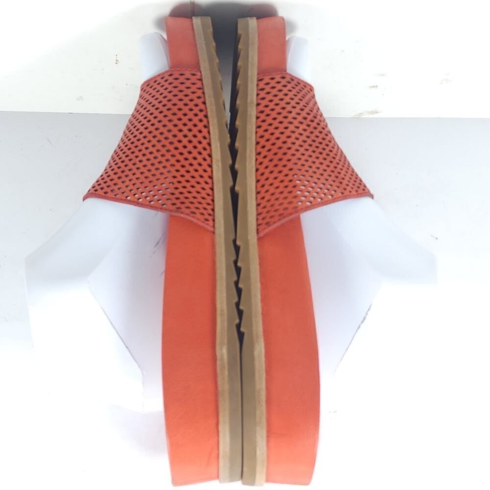 Frye Women's Lily US8,5? Orange Leather Perforated Flat Slide Sandals Shoes - Picture 15 of 16